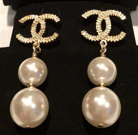 chanel earring pearl|authentic chanel earrings.